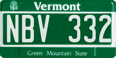 VT license plate NBV332