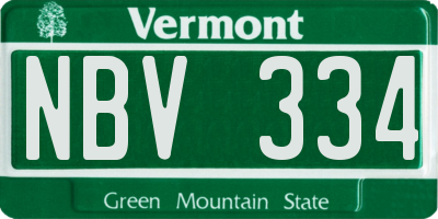 VT license plate NBV334