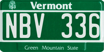 VT license plate NBV336