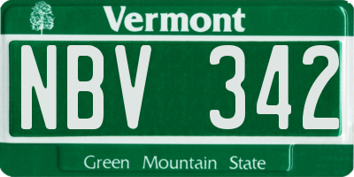 VT license plate NBV342