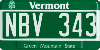 VT license plate NBV343
