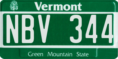 VT license plate NBV344