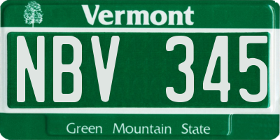 VT license plate NBV345