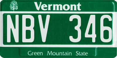VT license plate NBV346