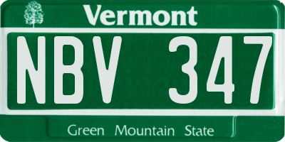 VT license plate NBV347