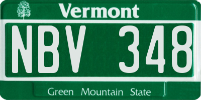 VT license plate NBV348
