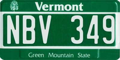 VT license plate NBV349