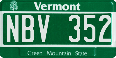 VT license plate NBV352
