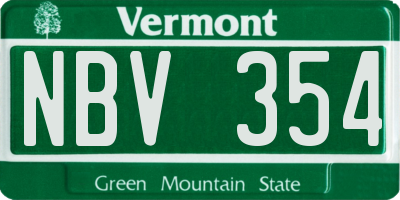 VT license plate NBV354
