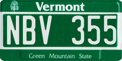 VT license plate NBV355