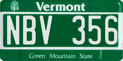 VT license plate NBV356