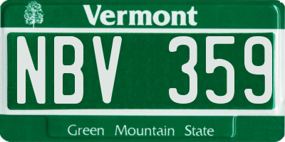VT license plate NBV359