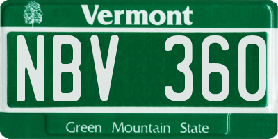 VT license plate NBV360