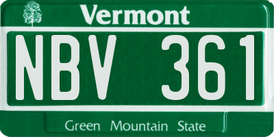 VT license plate NBV361