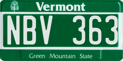 VT license plate NBV363