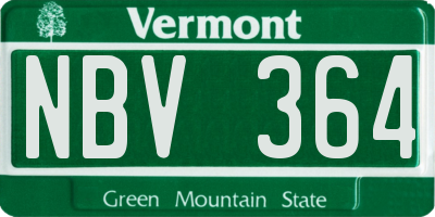 VT license plate NBV364