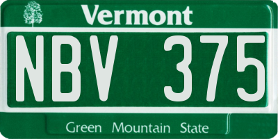 VT license plate NBV375