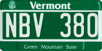 VT license plate NBV380