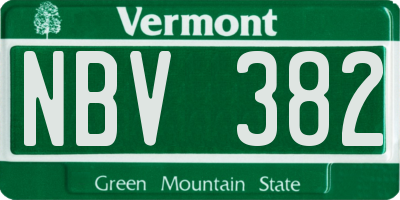 VT license plate NBV382