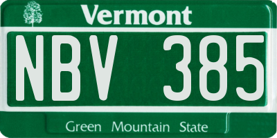 VT license plate NBV385