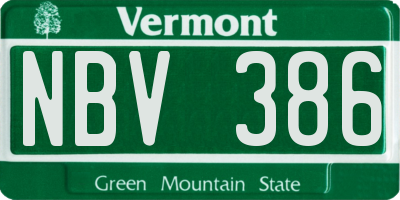 VT license plate NBV386