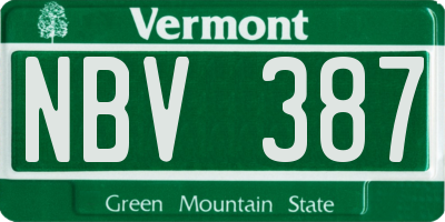 VT license plate NBV387