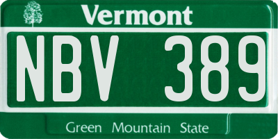 VT license plate NBV389