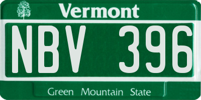 VT license plate NBV396