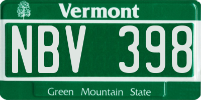 VT license plate NBV398