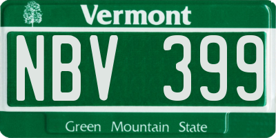 VT license plate NBV399