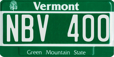VT license plate NBV400