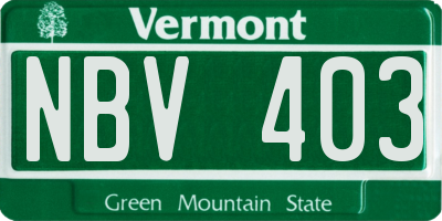 VT license plate NBV403
