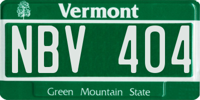 VT license plate NBV404
