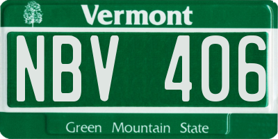 VT license plate NBV406