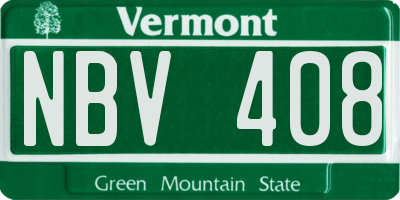 VT license plate NBV408