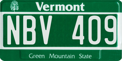 VT license plate NBV409