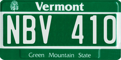 VT license plate NBV410