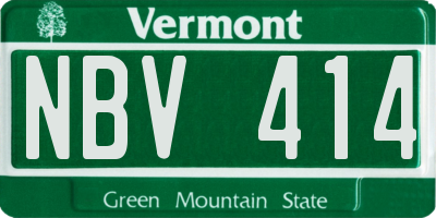 VT license plate NBV414