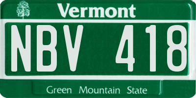 VT license plate NBV418