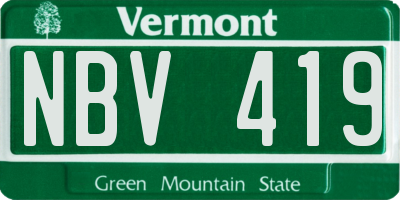 VT license plate NBV419
