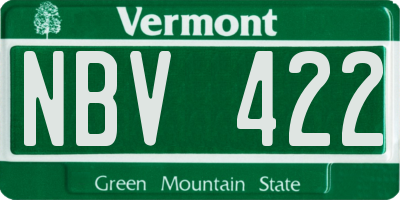 VT license plate NBV422