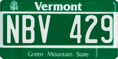 VT license plate NBV429