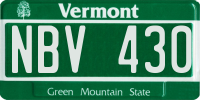 VT license plate NBV430