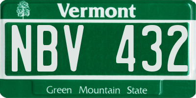 VT license plate NBV432