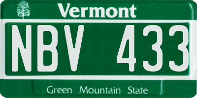 VT license plate NBV433