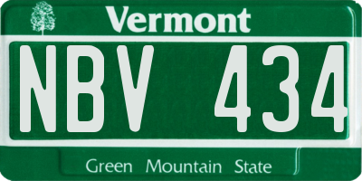 VT license plate NBV434