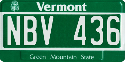 VT license plate NBV436
