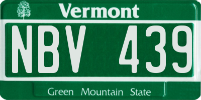 VT license plate NBV439
