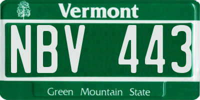 VT license plate NBV443