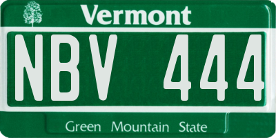VT license plate NBV444